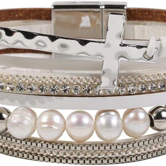Leather Wrap Bracelet for Women - Multi-Layer Bracelets with Magnetic Clasp Bang - Picture 1 of 7